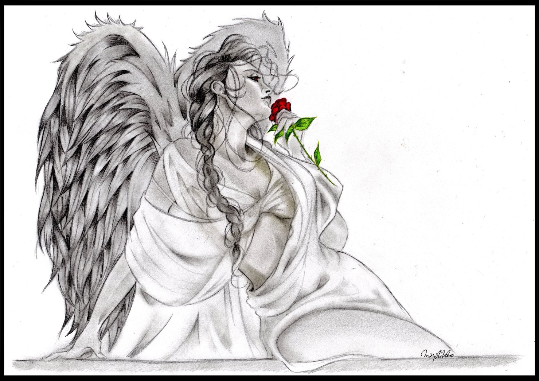 Fallen Angel Sketch by Miolet100 on DeviantArt
