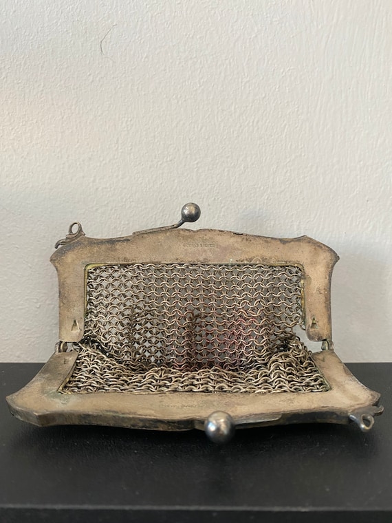 Vintage 1920's Silver Chain Mail Coin Purse - image 2