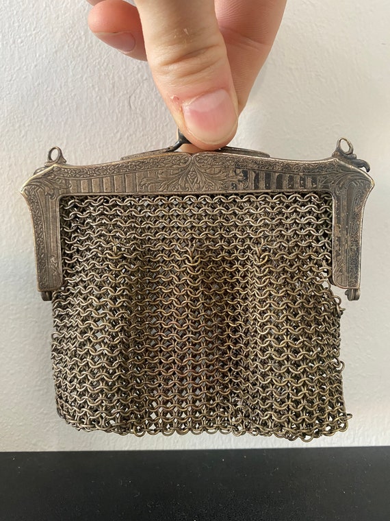 Vintage 1920's Silver Chain Mail Coin Purse - image 4