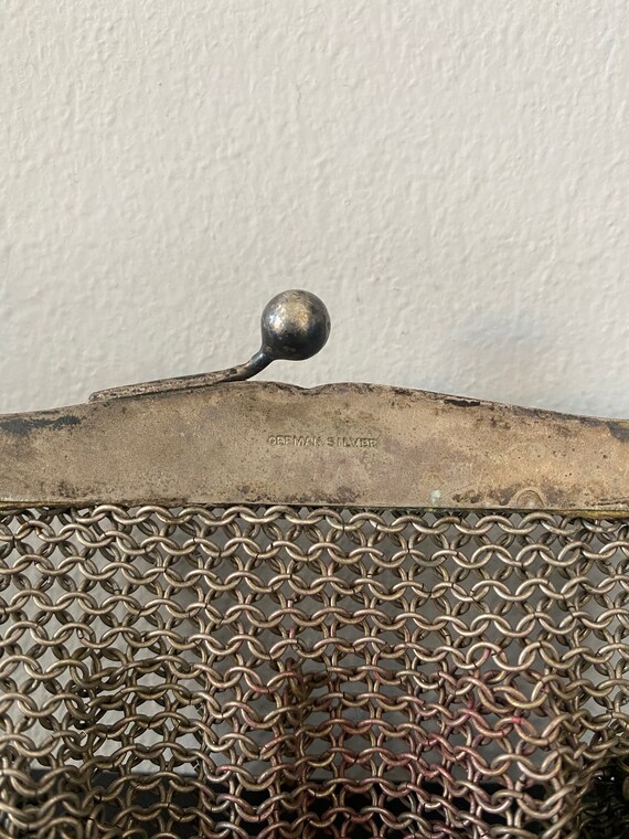 Vintage 1920's Silver Chain Mail Coin Purse - image 3
