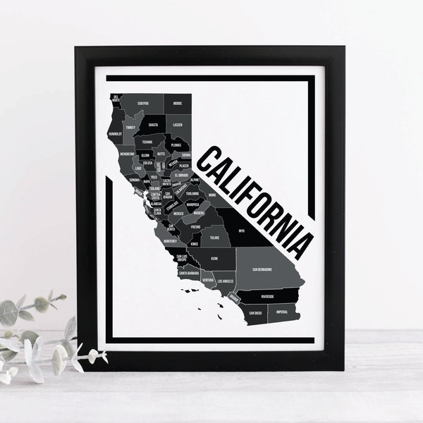 California Counties Map - Digital Download