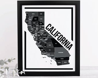 California Counties Map - Digital Download