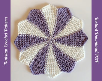 Easy Tunisian Crochet Pattern for Dishcloth, Facecloth, Washcloth or Doily