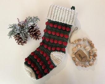 Häkelanleitung für einen Weihnachtsstrumpf mit Noppen