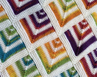 Patrón de manta de bebé de ganchillo tunecino con cuadrados en