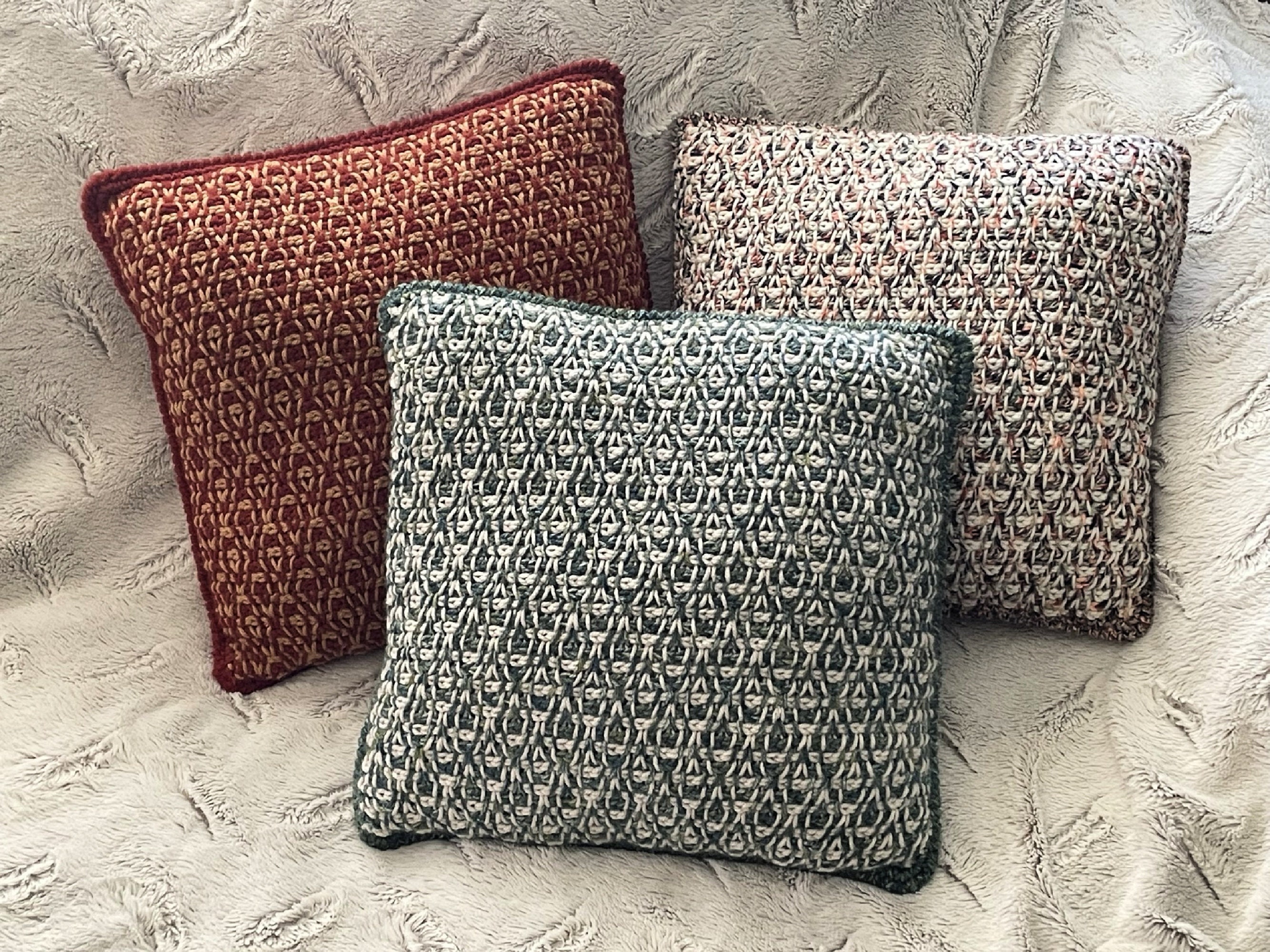 40 Crochet Techniques Patterns with Tunisian Scarves, Doilies, and Filet Designs 35 Easy Tunisian Crochet Pillow Pattern with Geometric Design