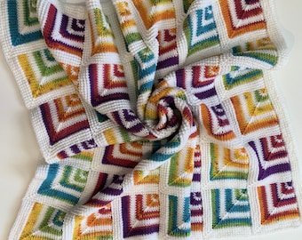Tunisian Crochet Baby Blanket Pattern with Mitered Squares