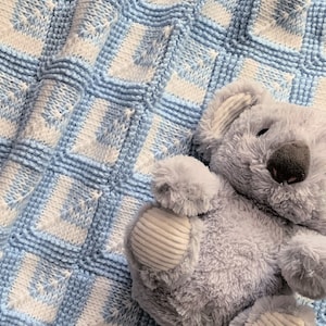 Tunisian Crochet Baby Blanket Pattern with Mitered Squares