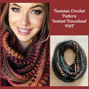 Easy Modern Tunisian Crochet Infinity Scarf Pattern