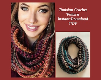 Easy Modern Tunisian Crochet Infinity Scarf Pattern