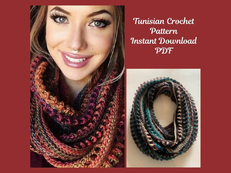 Easy Modern Tunisian Crochet Infinity Scarf Pattern - Etsy