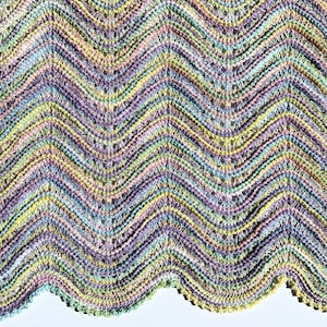 Tunisian Crochet Lacy Baby Afghan Pattern with Waves