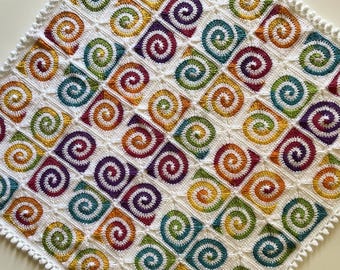 Anleitung für die Spiral Grandma Square Baby Decke