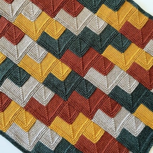 Easy Tunisian Crochet Pattern for Baby Blanket or Lap Blanket with Mitered Squares