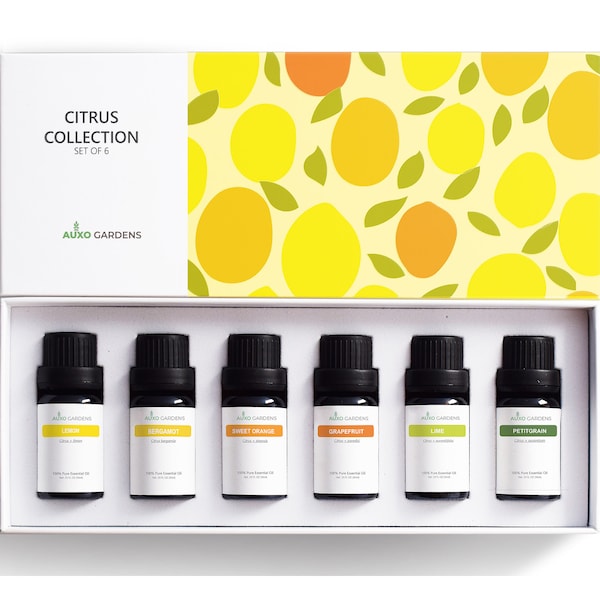 Citrus Essential Oil Set-Pack of 6,10ml, Includes Lemon Grapefruit,,SweetOrange, Lime, Bergamot and Petitgrain