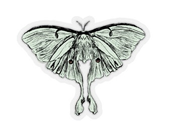 Luna Moth Transparent Vinyl Water Bottle Sticker