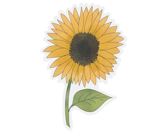 Transparent Sunflower Flower Sticker | clear sunflower sticker | waterproof water bottle sticker | laptop sticker | plant sticker