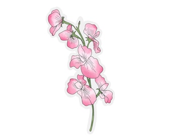 Sweet Pea Flower Transparent Sticker | clear Sweet Pea sticker | waterproof water bottle sticker | laptop sticker | plant sticker