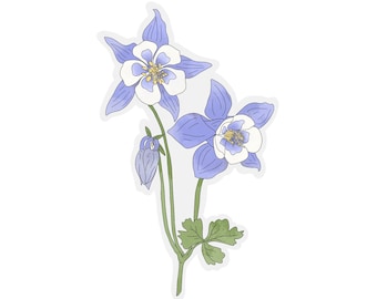 Transparent Columbine Flower Sticker | clear Blue Columbine sticker | waterproof water bottle sticker | laptop sticker | plant sticker