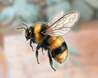 Bumblebee Transparent Sticker | Waterproof Vinyl Art for Laptops, Water Bottles