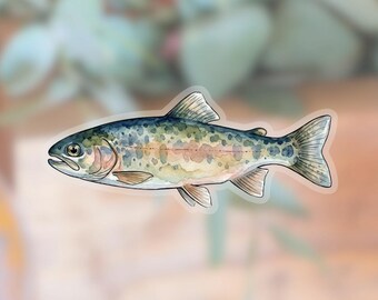 Trout Transparent Sticker | waterproof water bottle sticker | laptop sticker | animal art