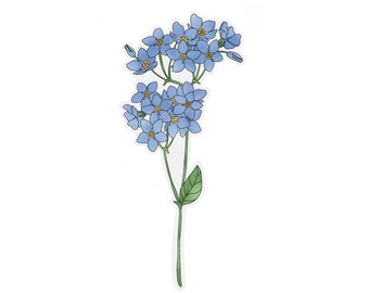 Transparent Forget Me Not Flower Sticker | clear flower sticker | waterproof water bottle sticker | laptop sticker | plant sticker
