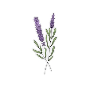 Pegatina de flor de lavanda transparente / pegatina de flor transparente / pegatina de botella de agua impermeable / pegatina de computadora portátil / pegatina de planta