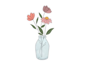 Flower Transparent Sticker | clear flower sticker | waterproof water bottle sticker | laptop sticker | plant sticker
