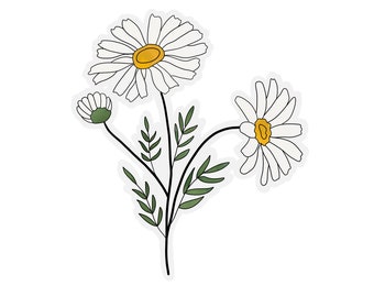 Daisy Flower Transparent Sticker | clear Daisy sticker | waterproof water bottle sticker | laptop sticker | plant sticker
