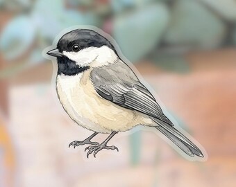 Chickadee Transparent Sticker | waterproof water bottle sticker | laptop sticker | animal art
