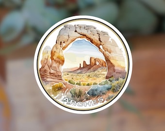 Arches National Park Vinyl Waterbottle Sticker, Outdoor Adventure Decal, Nature Lover Gift
