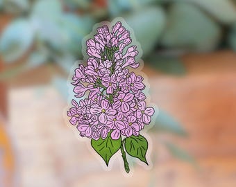 Transparent Lilac Flower Sticker | clear flower sticker | waterproof water bottle sticker | laptop sticker | plant sticker