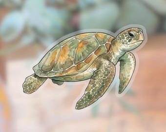 Sea Turtle Transparent Sticker | Waterproof Vinyl Animal Art Laptop Decal