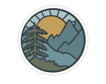 Mountain Sunset Die-Cut Vinyl Water Bottle Sticker