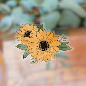 Sunflowers Transparent Sticker | clear flower sticker | waterproof water bottle sticker | laptop sticker | flower sticker