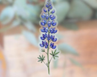 Transparent Lupine Flower Sticker waterproof water bottle sticker | laptop sticker | plant art