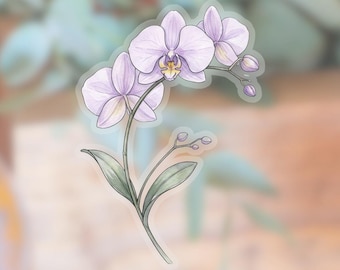 Transparent Orchid Flower Sticker | waterproof water bottle sticker | laptop sticker | plant art