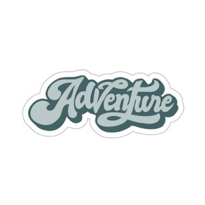 Adventure Retro Vintage Style Vinyl Water Bottle Sticker - Blue