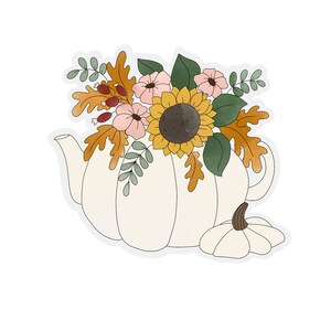Pumpkin Transparent Sticker | clear pumpkin with flowers sticker | waterproof water bottle sticker | laptop sticker | plant art