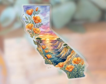 California State Vinyl Sticker, Poppy State Flower