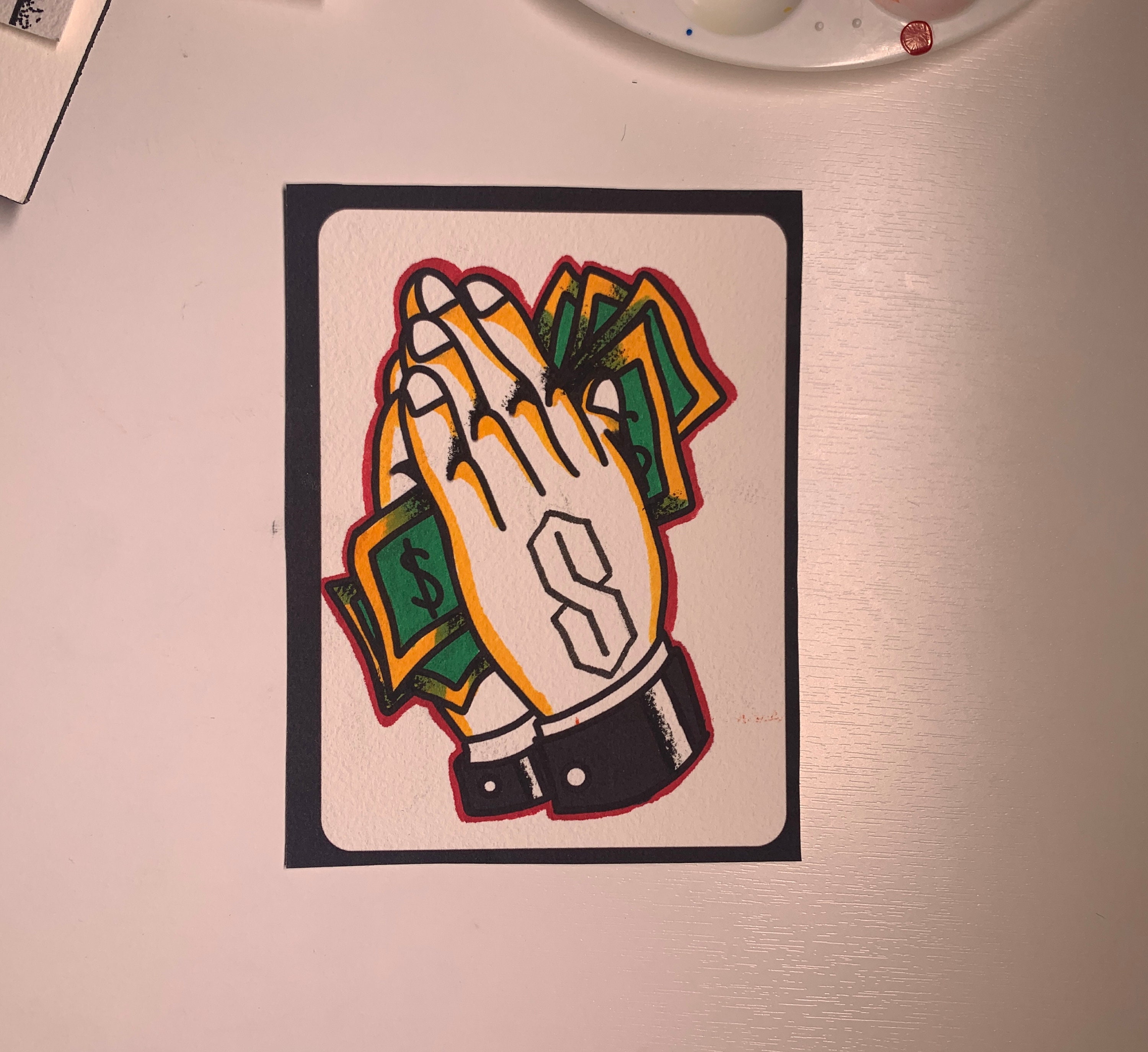 Praying Hands Traditional Tattoo Flash - 4.5x6 in