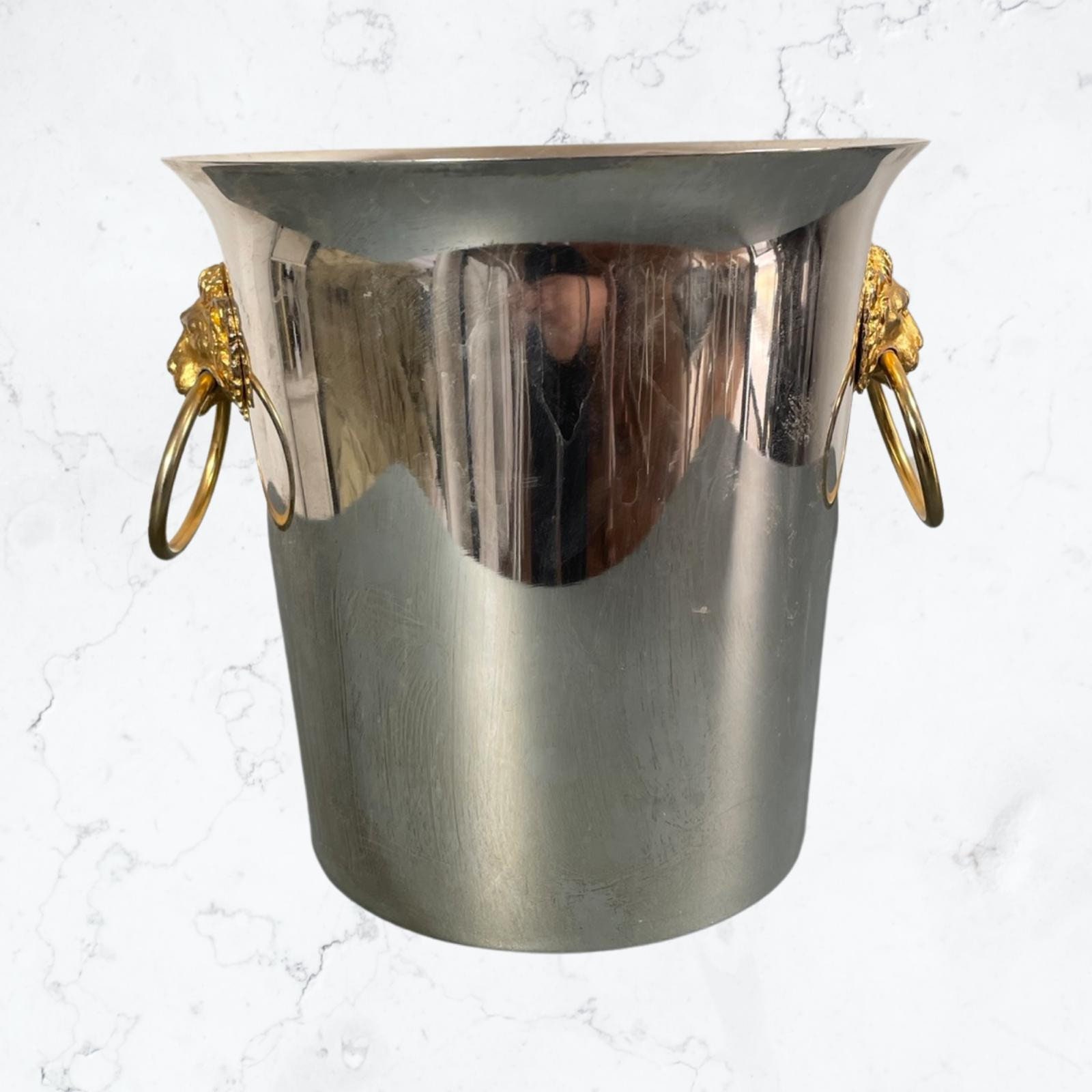 Seau à Glace Champagne Seau A Champagne Wine Cooler Plaqué Argent avec Les Poignées d'anneau de Tête