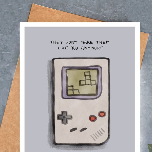 Funny Gamer Birthday Card: Retro GameBoy Design