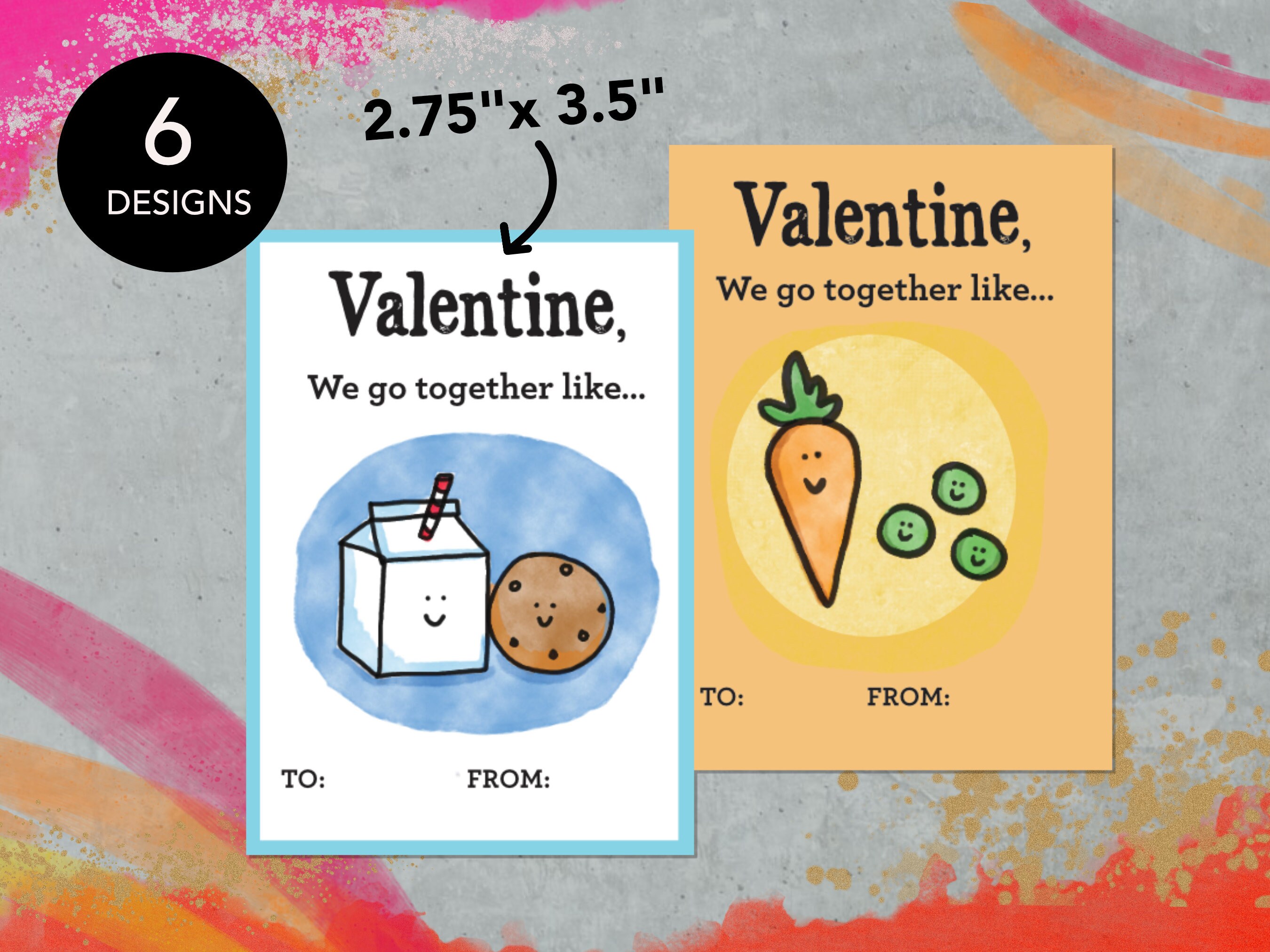 Kids Valentines PRINTABLE, Rainbow Valentine, Food Pun Valentines, Cute ...
