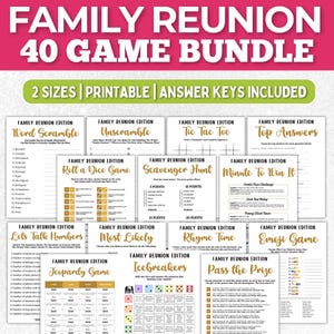 Family Reunion Game Bundle, Printable Family Reunion Games, Games for Reunion, Family Reunion Games Ideas For Adults & Kids