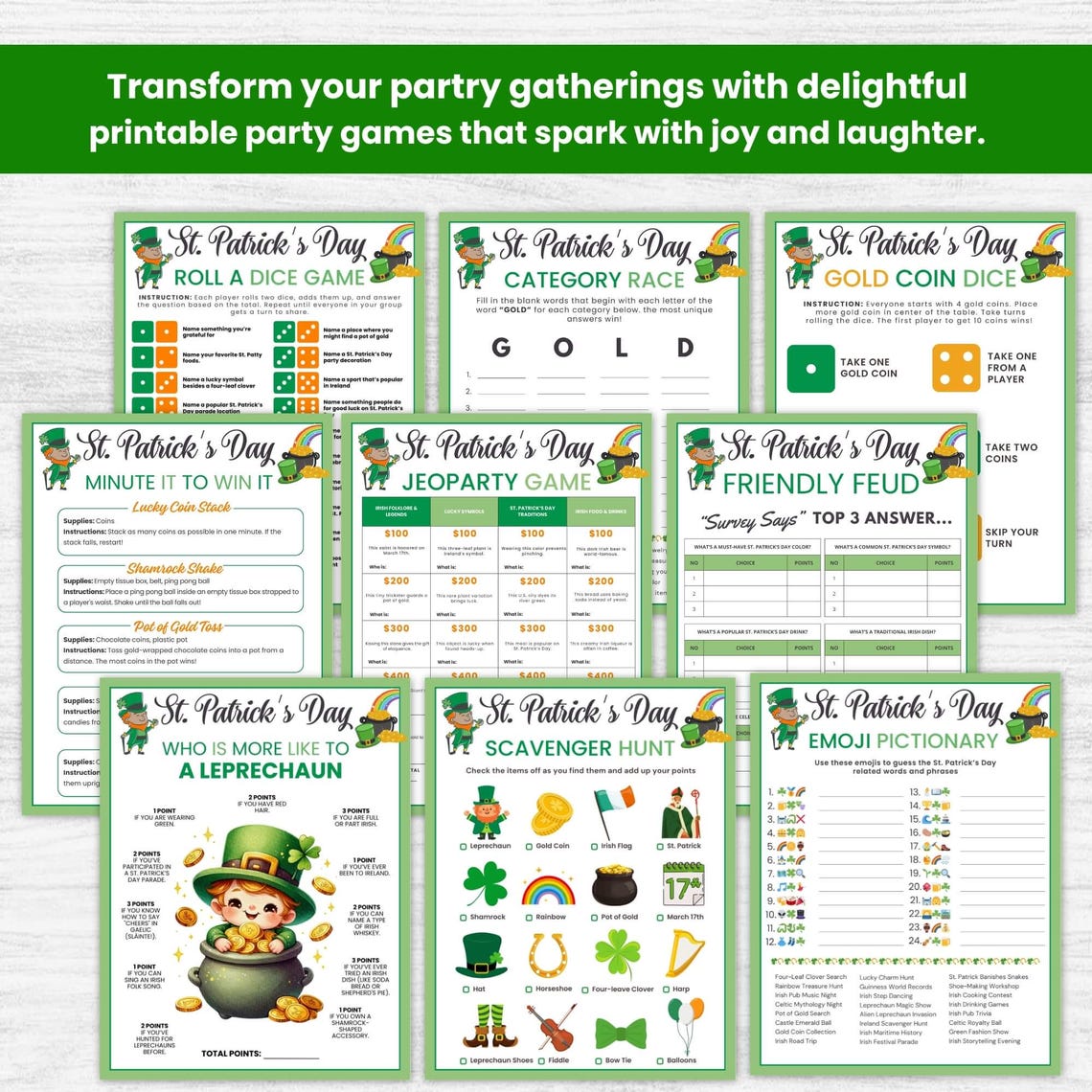 St.patrick's Day Game Bundle, St Patrick's Day Party Games, Printable ...