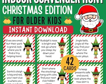 Christmas Scavenger Hunt for Teens, Older Kids, Holiday Escape Room (Printable)