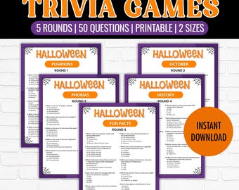 Printable Halloween Trivia Game, 5 Rounds (Digital Download)