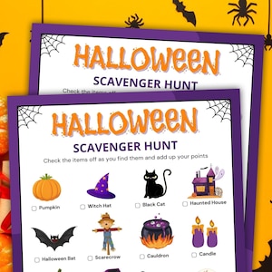 Halloween Scavenger Hunt, Halloween Kids Game, Printable Scavenger Hunt, Kids Activity, Hunt Game, Pumpkin Party, Halloween Game, Halloween