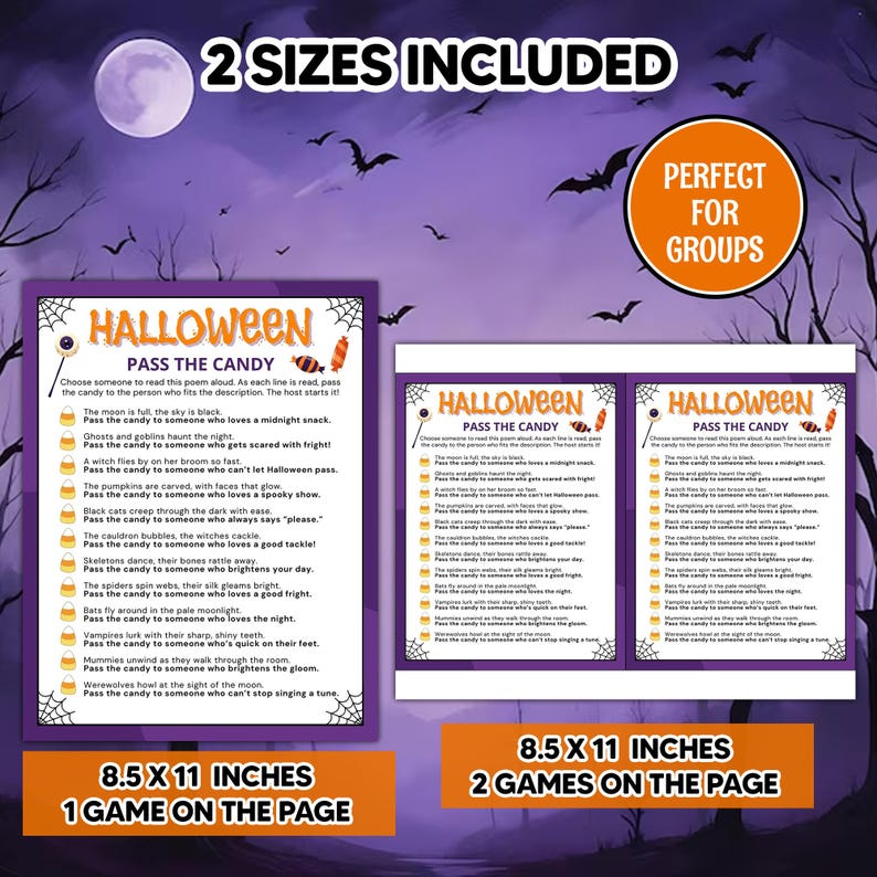 Halloween Pass the Candy Game, Printable Party Activity (kids) - Etsy ...